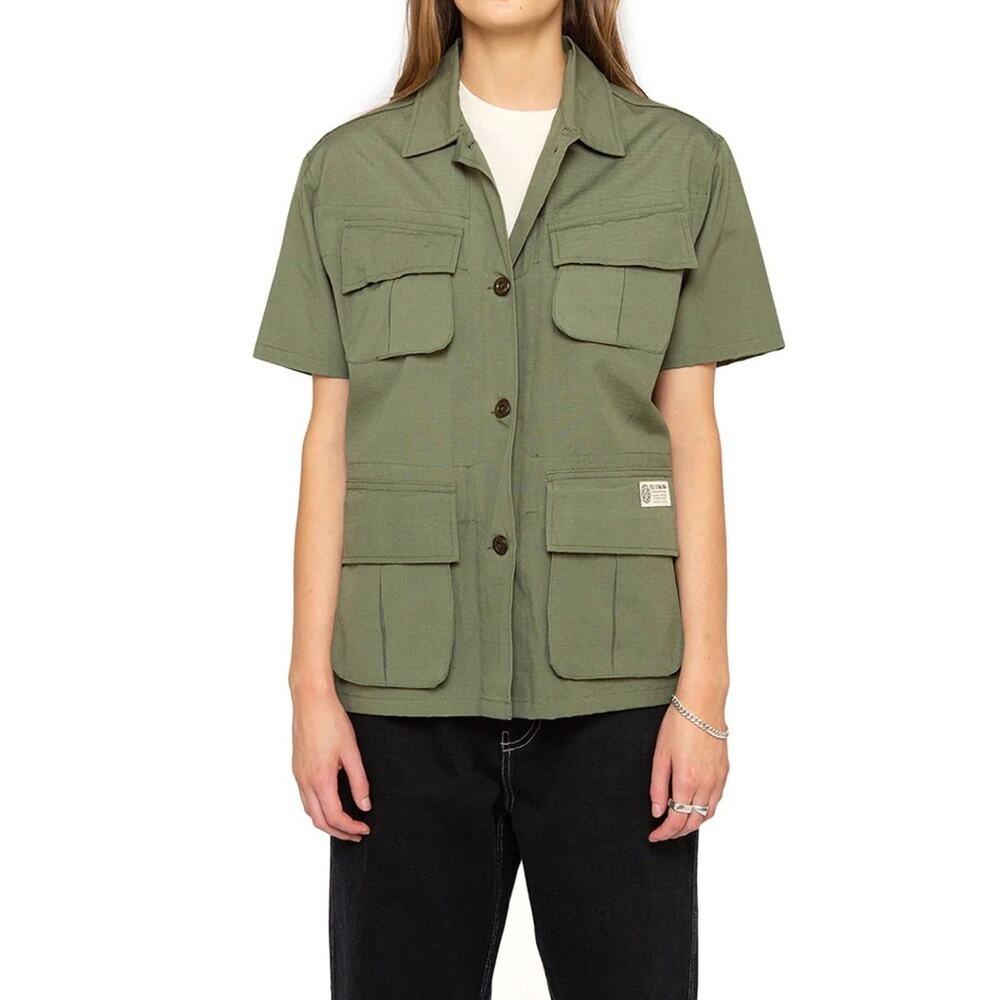 NET DEUS EX MACHINA Olive Green Panama Shirt in Clover Size 10